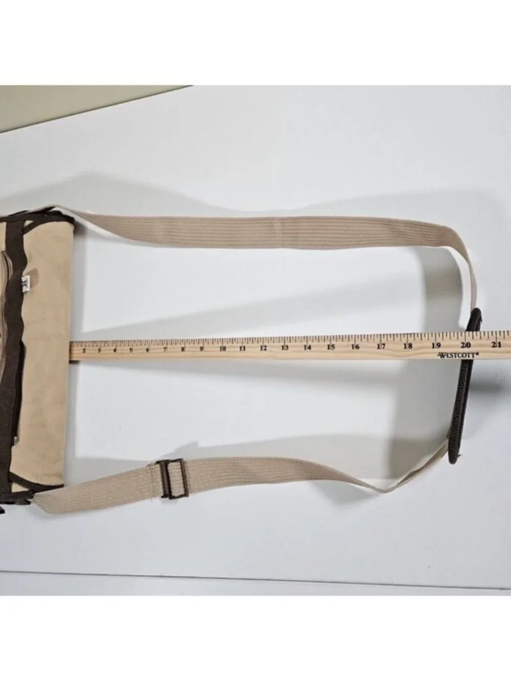 Kanata Sport Crossbody Messenger Bag Beige Canvas Pockets Shoulder Strap FLAW